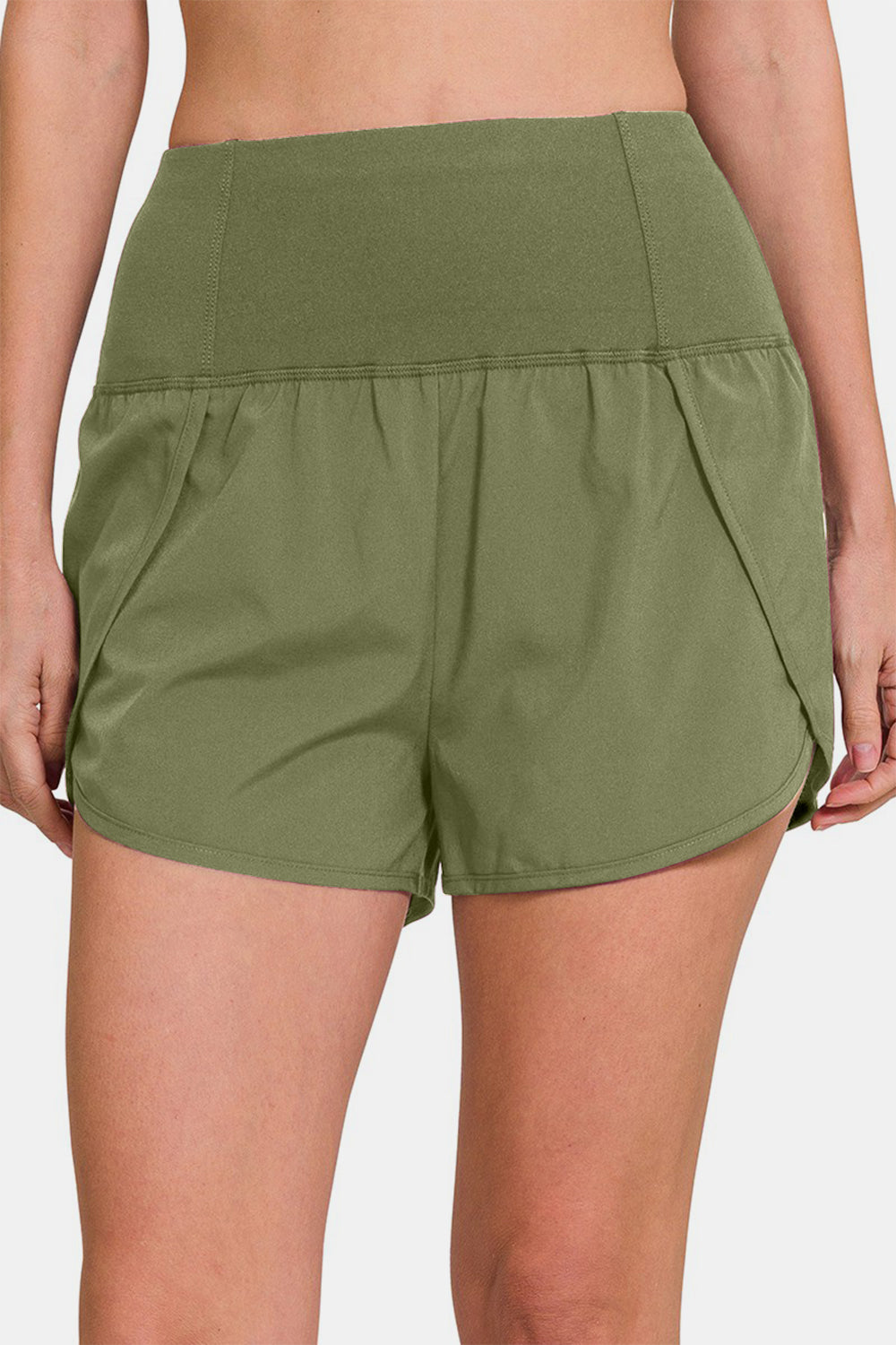 Zenana High-Waisted Zippered Back Pocket Active Shorts Zenana High-Waisted Zippered Back Pocket Active Shorts - TopFashionHQ