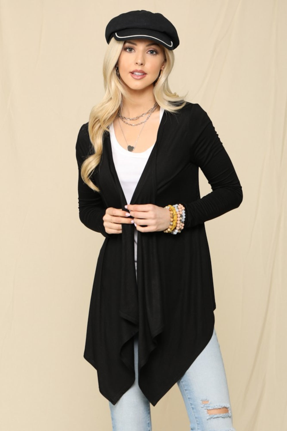 Celeste Full Size Open Front Knit Cardigan Celeste Full Size Open Front Knit Cardigan - TopFashionHQ