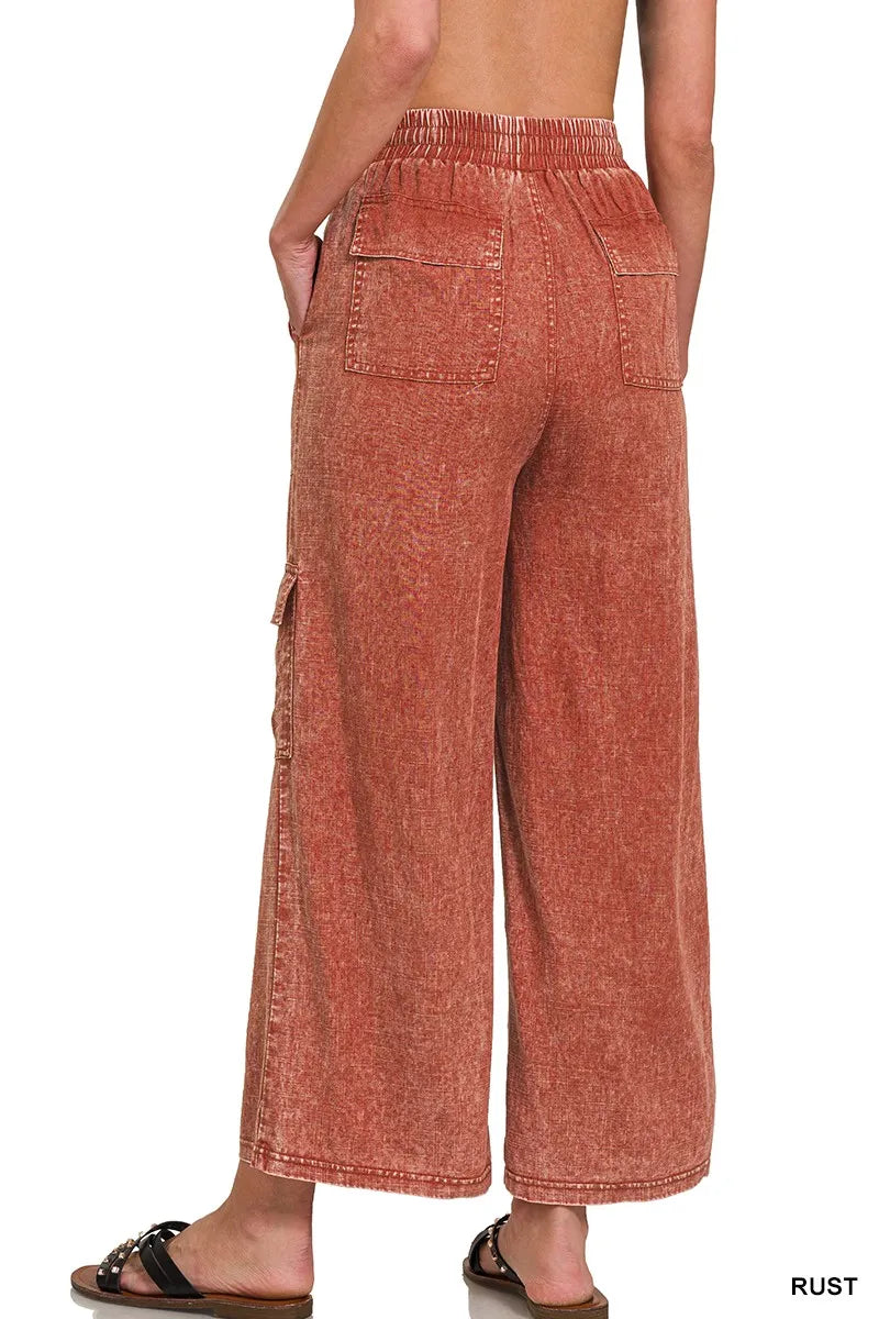 Zenana Washed Linen Elastic Band Waist Cargo Pants 0919cbd7cdf94bcbb69d1ff95bb0b5ed-Max-Origin