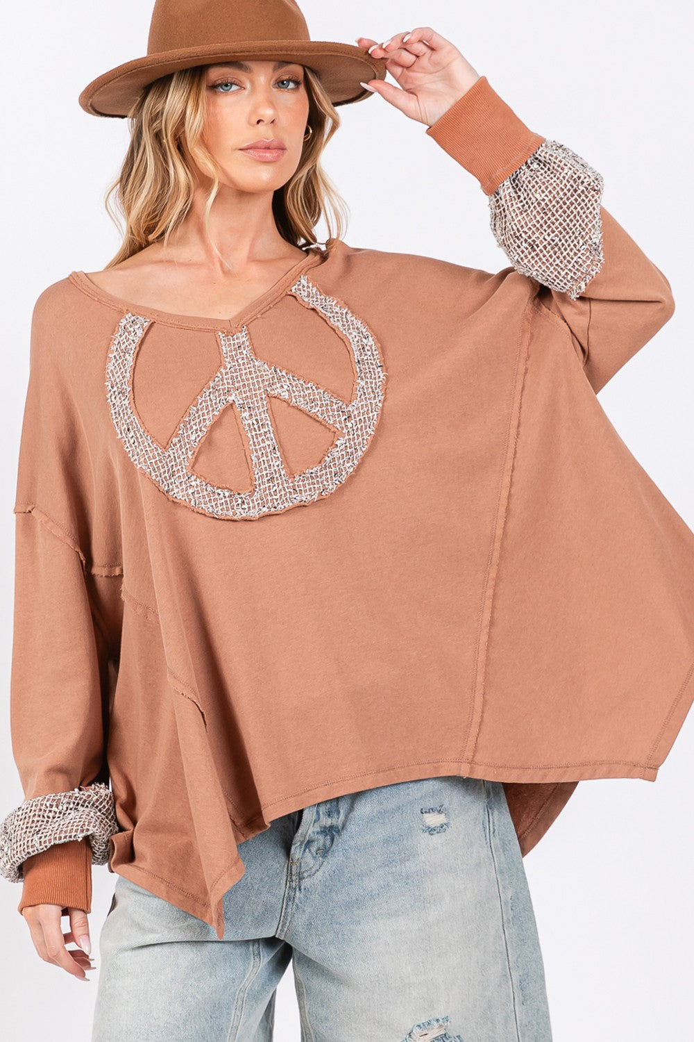 SAGE + FIG Peace Sign Mineral Wash Terry Top SAGE + FIG Peace Sign Mineral Wash Terry Top