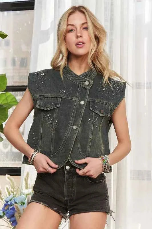 ADORA Sleeveless Button Down Denim Jacket ADORA Sleeveless Button Down Denim Jacket