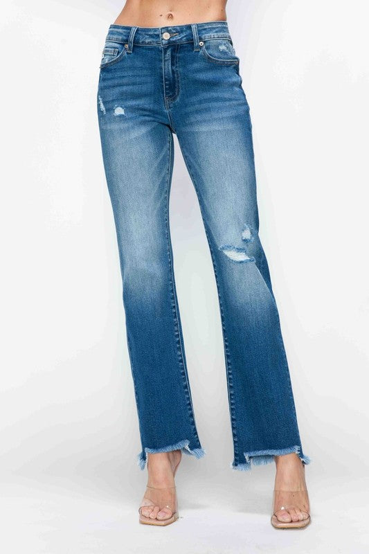 bytos Full Size Raw Hem Distressed Mid Rise Straight Jeans bytos Full Size Raw Hem Distressed Mid Rise Straight Jeans