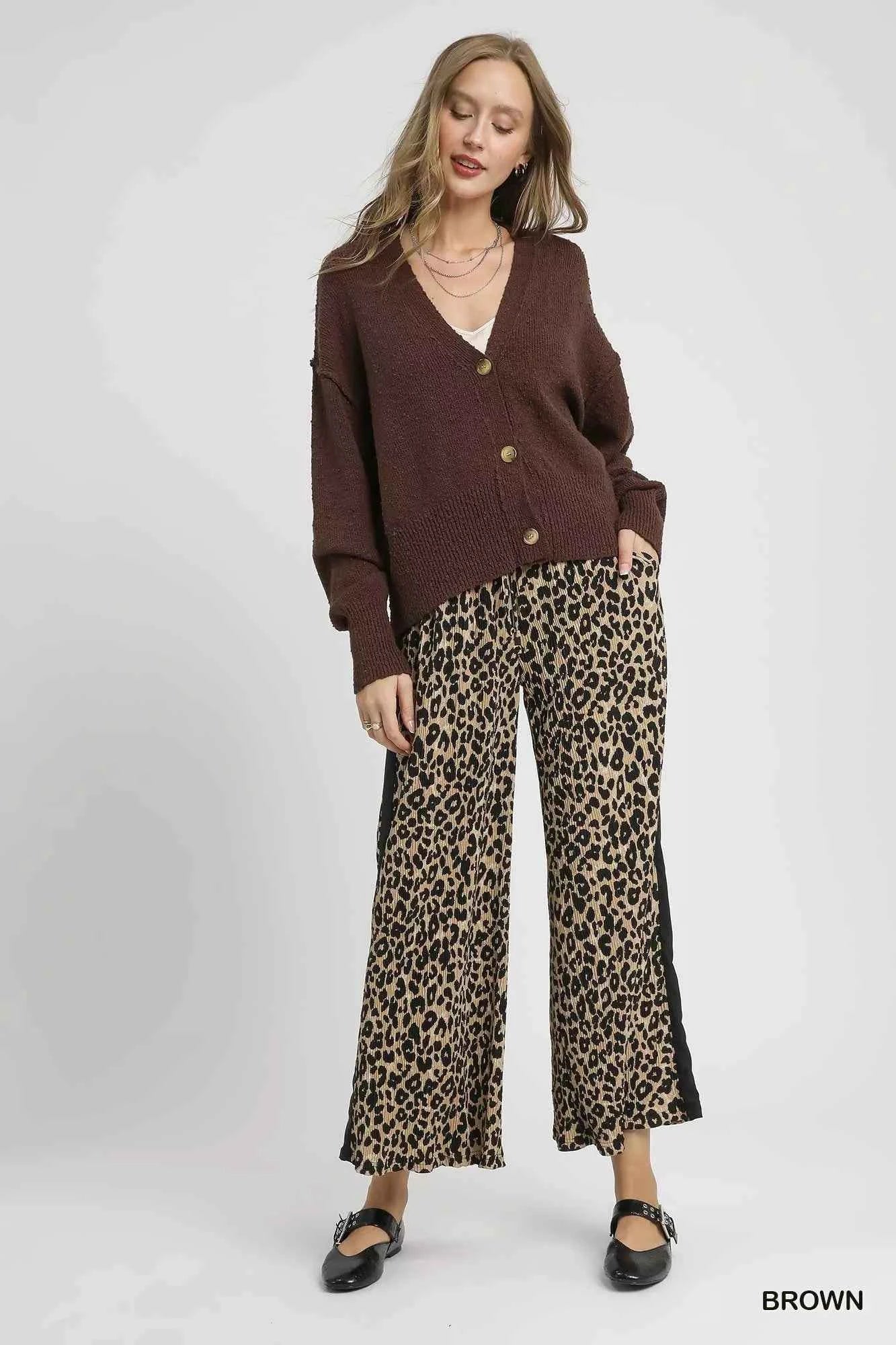 Umgee Button-Front V-Neck Knit Cardigan Umgee Button-Front V-Neck Knit Cardigan