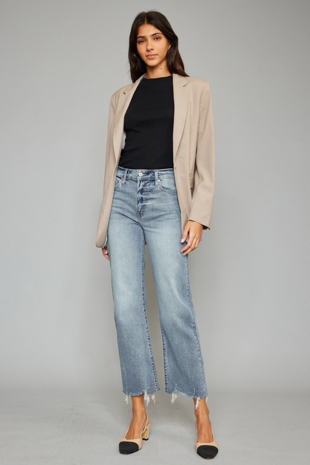 Kancan High Waist Raw Hem Cropped Wide Leg Jeans Kancan High Waist Raw Hem Cropped Wide Leg Jeans - TopFashionHQ