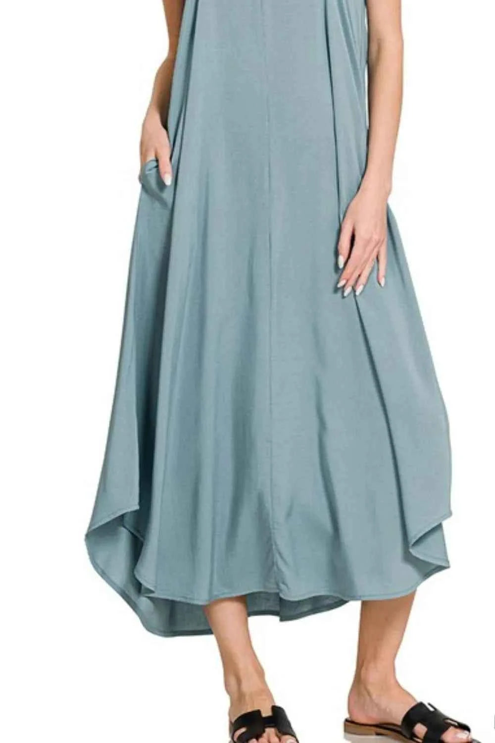 Zenana Woven Arc Hem Cami Dress With Flowy Pockets Zenana Woven Arc Hem Cami Dress With Flowy Pockets