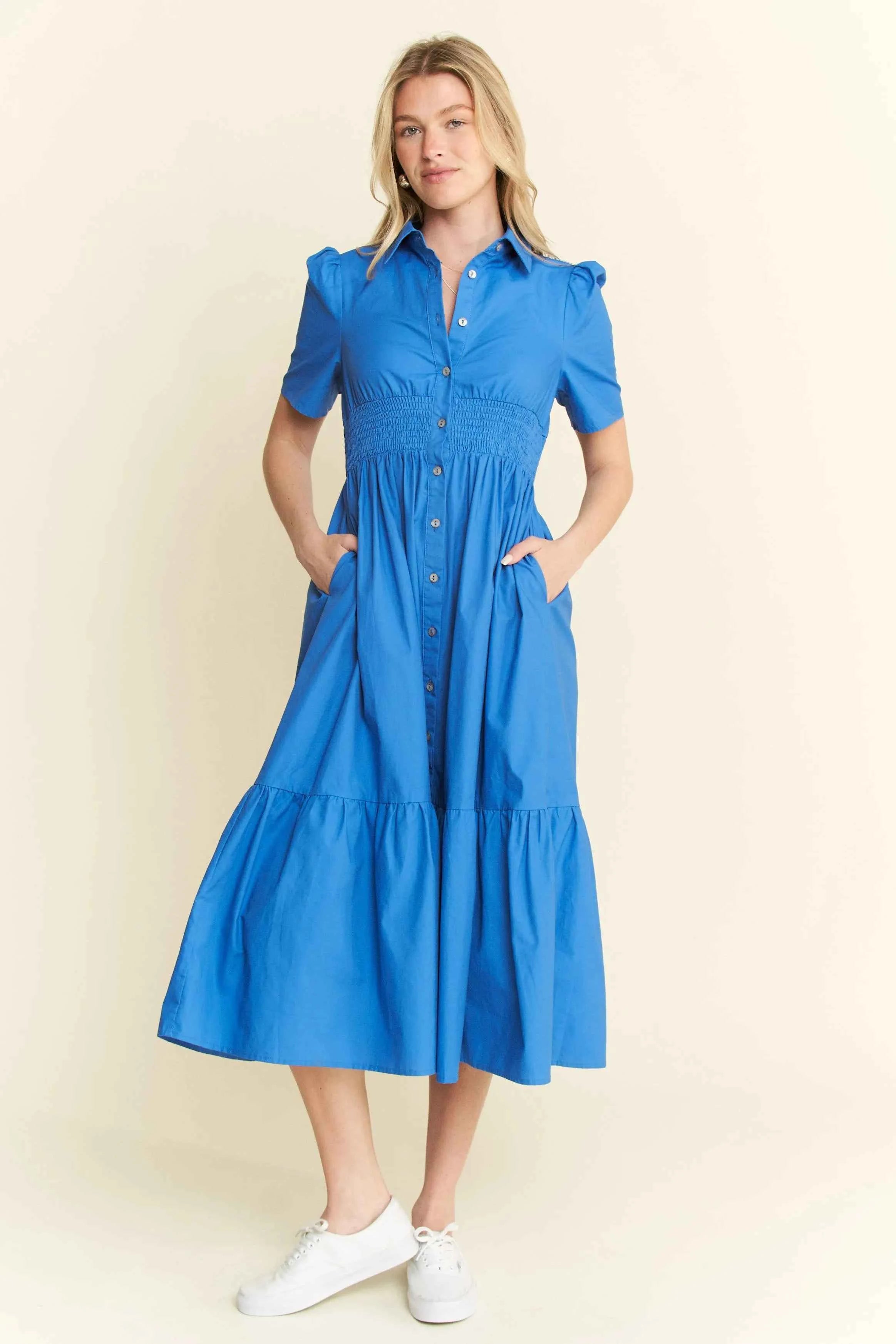 Jade By Jane Short Sleeve Button Down Midi Dress Jade By Jane Short Sleeve Button Down Midi Dress