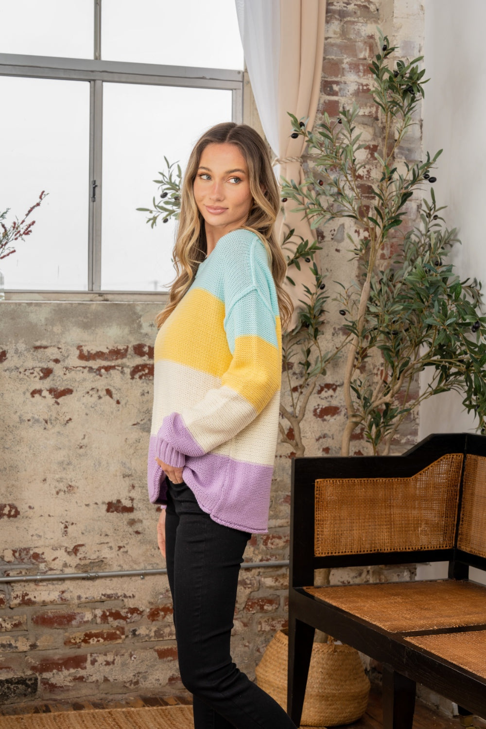 Sew In Love Full Size Color Block Exposed Seam Sweater Sew In Love Full Size Color Block Exposed Seam Sweater - TopFashionHQ