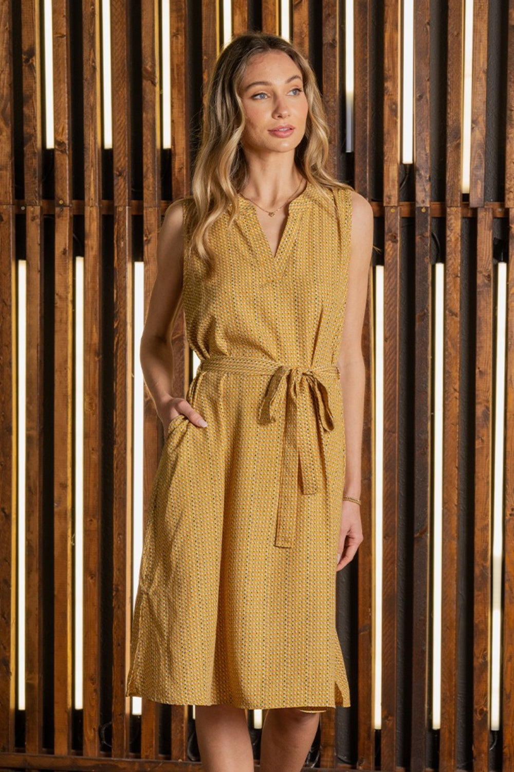 Sew In Love Full Size Printed Sleeveless Dress with Side Pockets Sew In Love Full Size Printed Sleeveless Dress with Side Pockets - TopFashionHQ