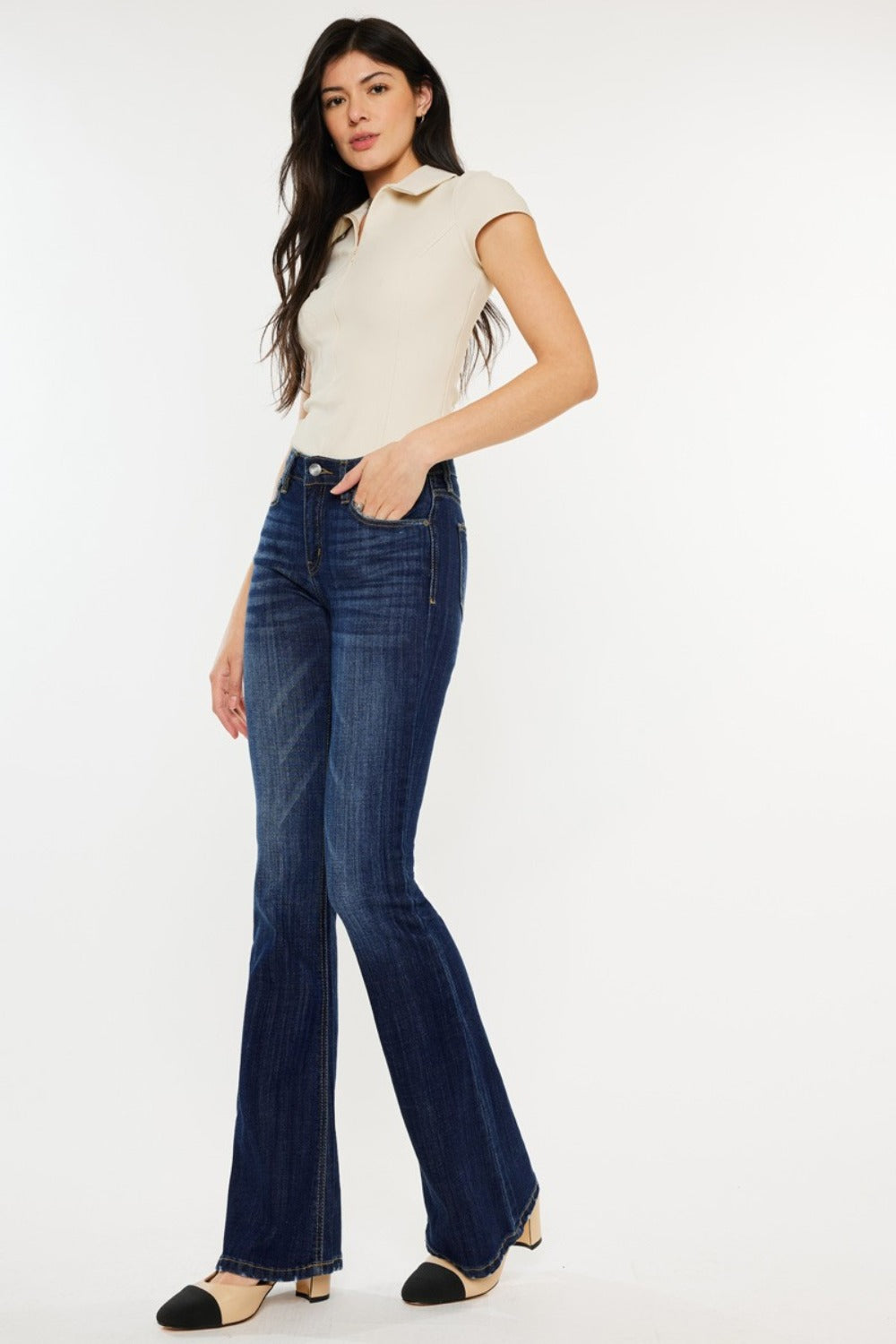 Kancan Full Size Mid Rise Slim Flare Jeans Kancan Full Size Mid Rise Slim Flare Jeans - TopFashionHQ