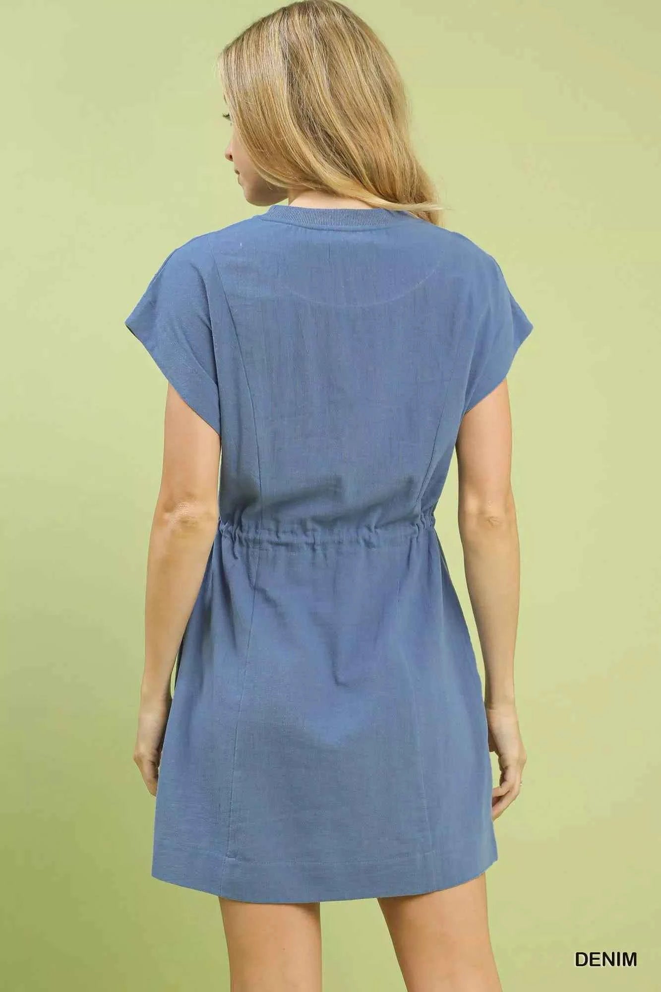 Umgee Embroidered Floral Mini Dress with Waist Tie Umgee Embroidered Floral Mini Dress with Waist Tie