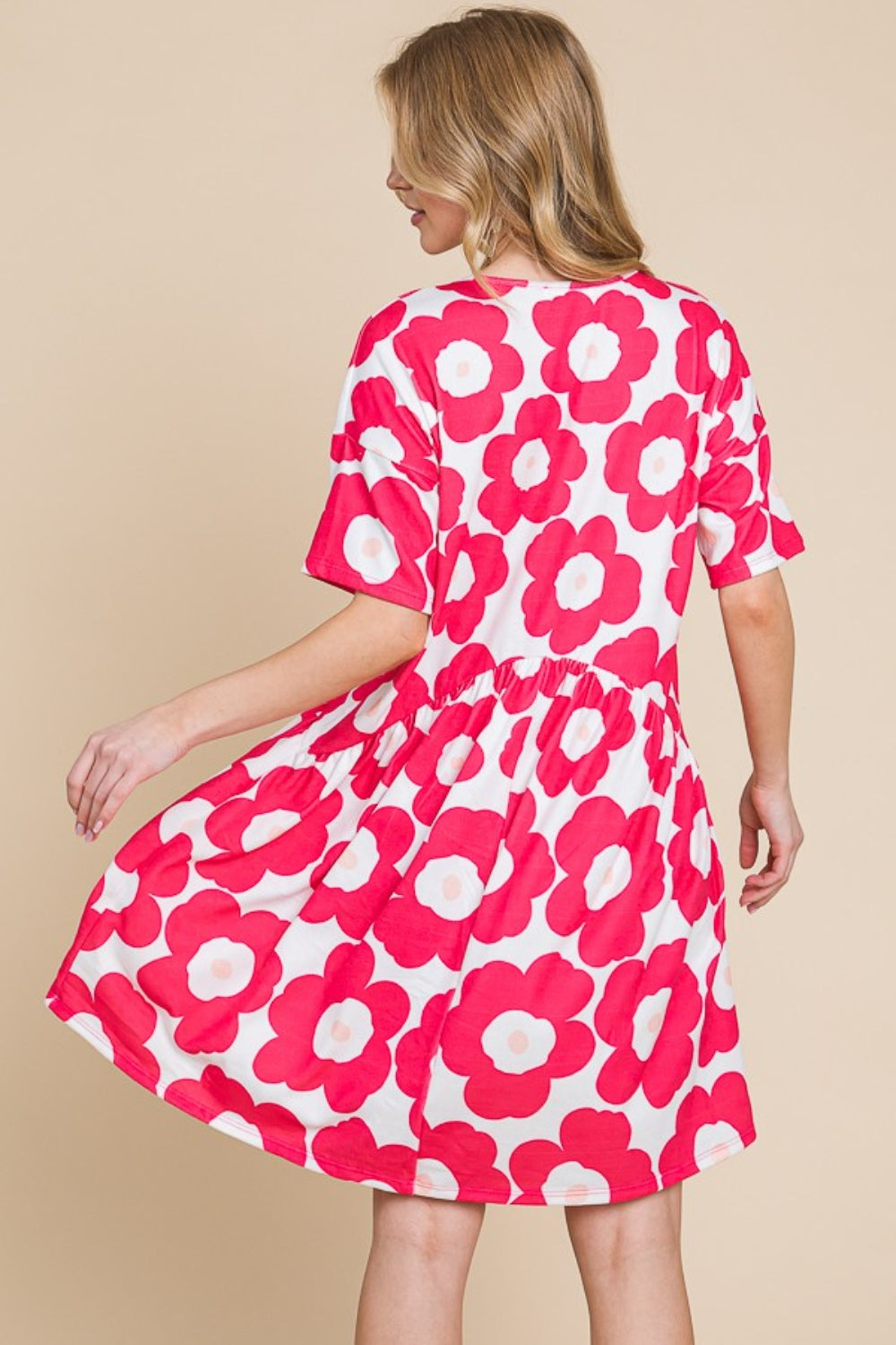 BOMBOM Flower Print Ruched Dress BOMBOM Flower Print Ruched Dress - TopFashionHQ