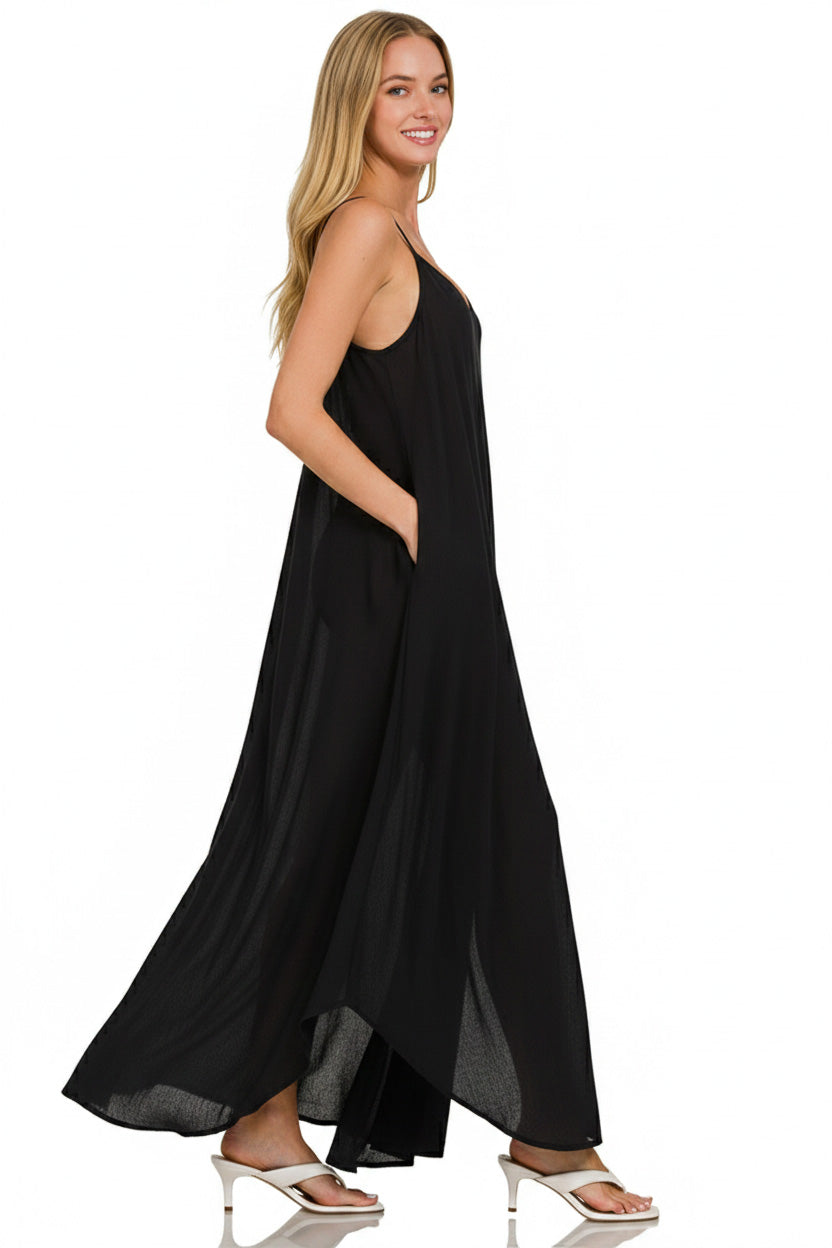 Zenana Woven Crinkle Cami Maxi Dress with Side Pockets 0b99022f-cdad-4f5d-b0d4-0df2e7177f28-Max