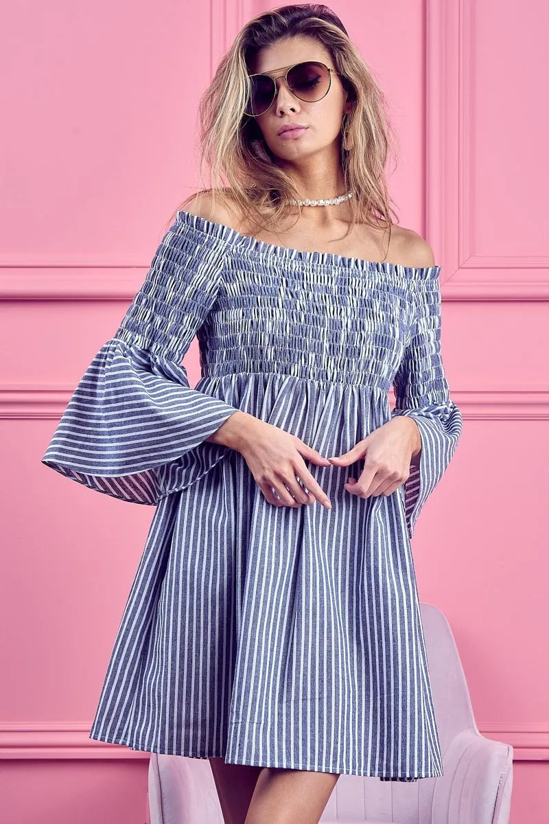 BiBi Smocked Off Shoulder Striped Dress 0c6ad4db394645a2a2d554be10869595-Max-Origin