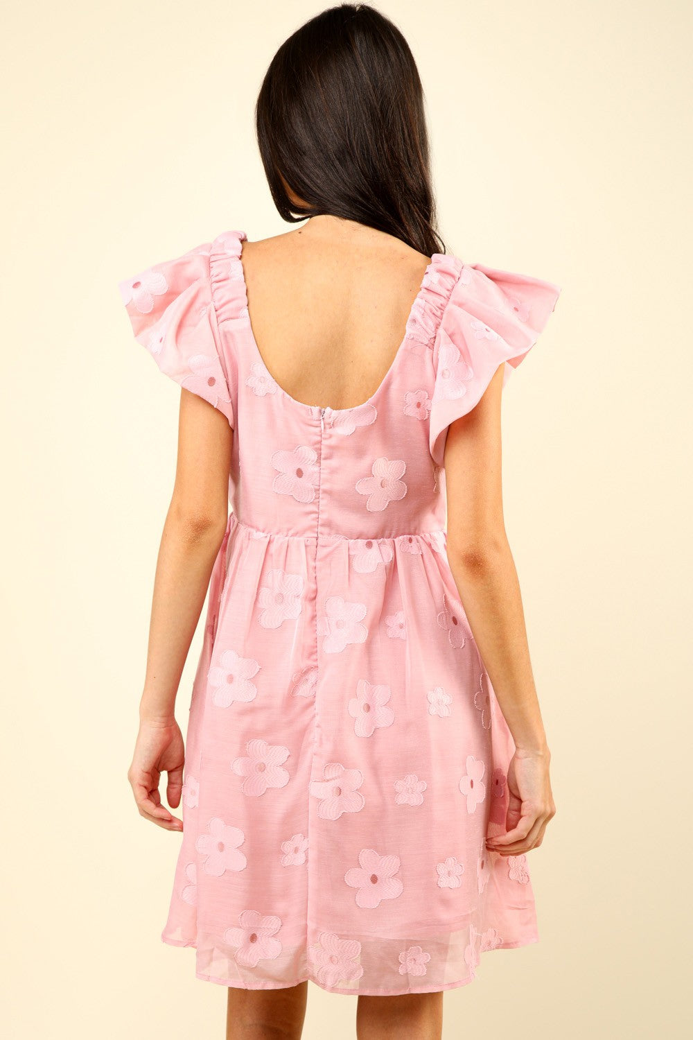 VERY J Flower Embroidered Organza Mini Dress VERY J Flower Embroidered Organza Mini Dress - TopFashionHQ