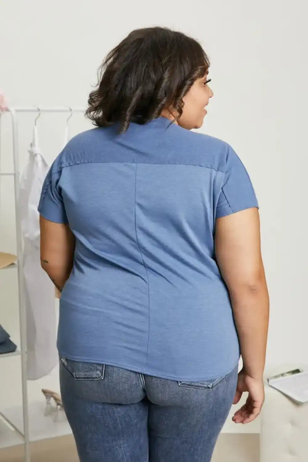 Sew In Love Full Size Exposed Seam Round Neck Short Sleeve T-Shirt Sew In Love Full Size Exposed Seam Round Neck Short Sleeve T-Shirt - TopFashionHQ