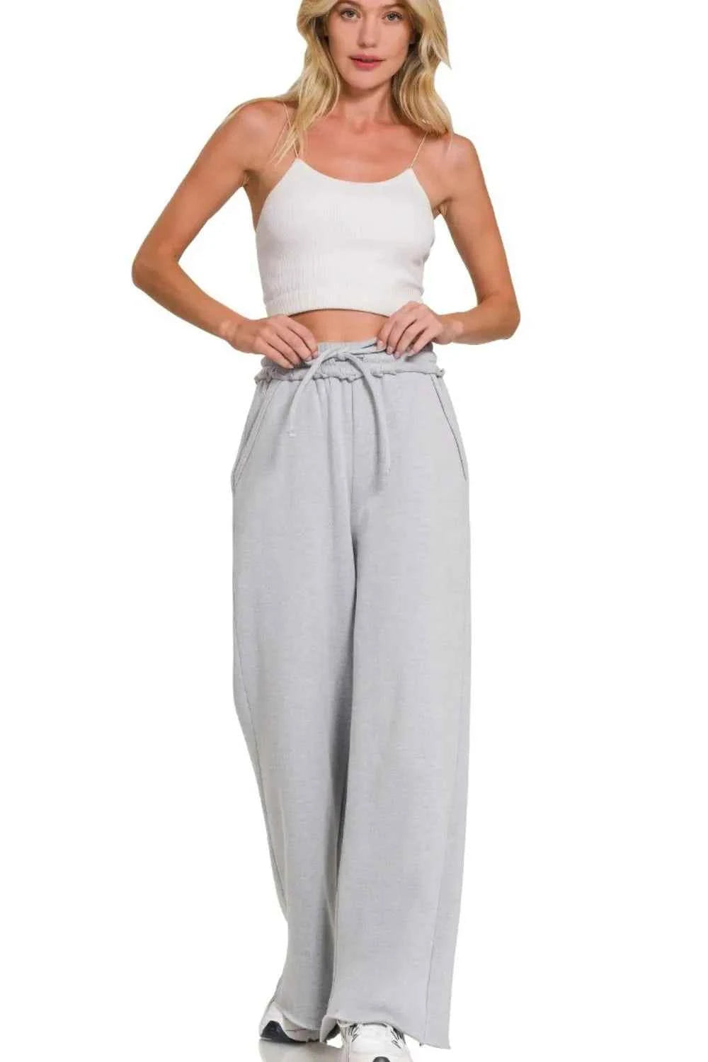 Zenana Fleece Exposed Seam Wide Leg Sweatpants Zenana Fleece Exposed Seam Wide Leg Sweatpants