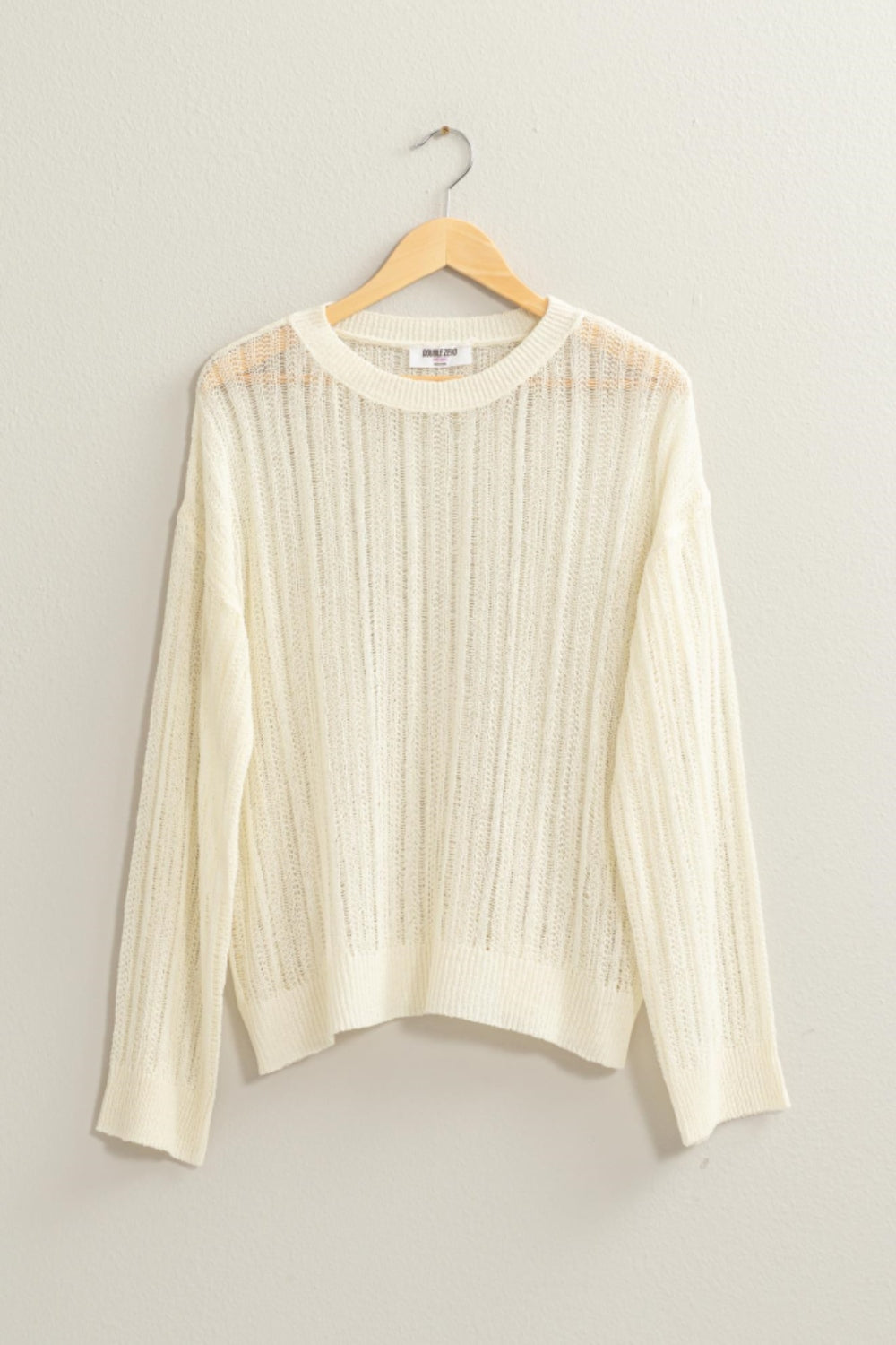 HYFVE Openwork Ribbed Trim Long Sleeve Knit Top HYFVE Openwork Ribbed Trim Long Sleeve Knit Top - TopFashionHQ