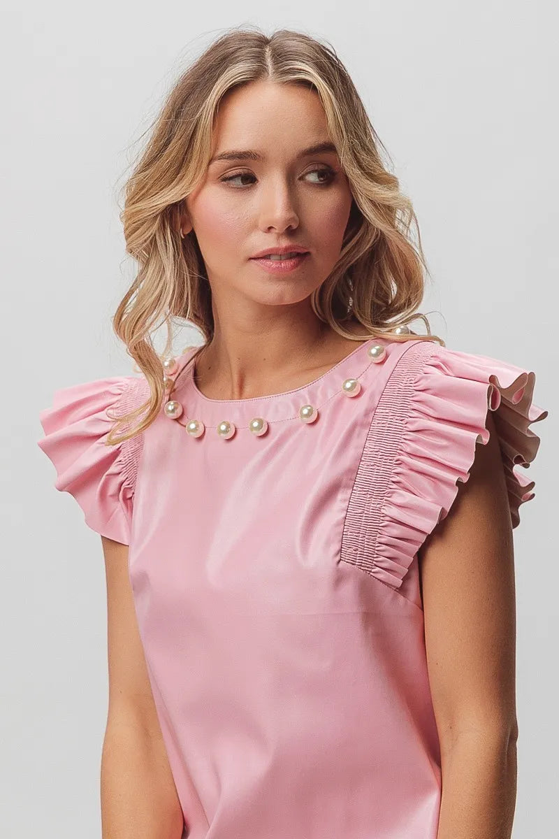 BiBi Leather Smocked Ruffled Top 0dd64aad53d347b0a3cfe263a4861c27-Max-Origin