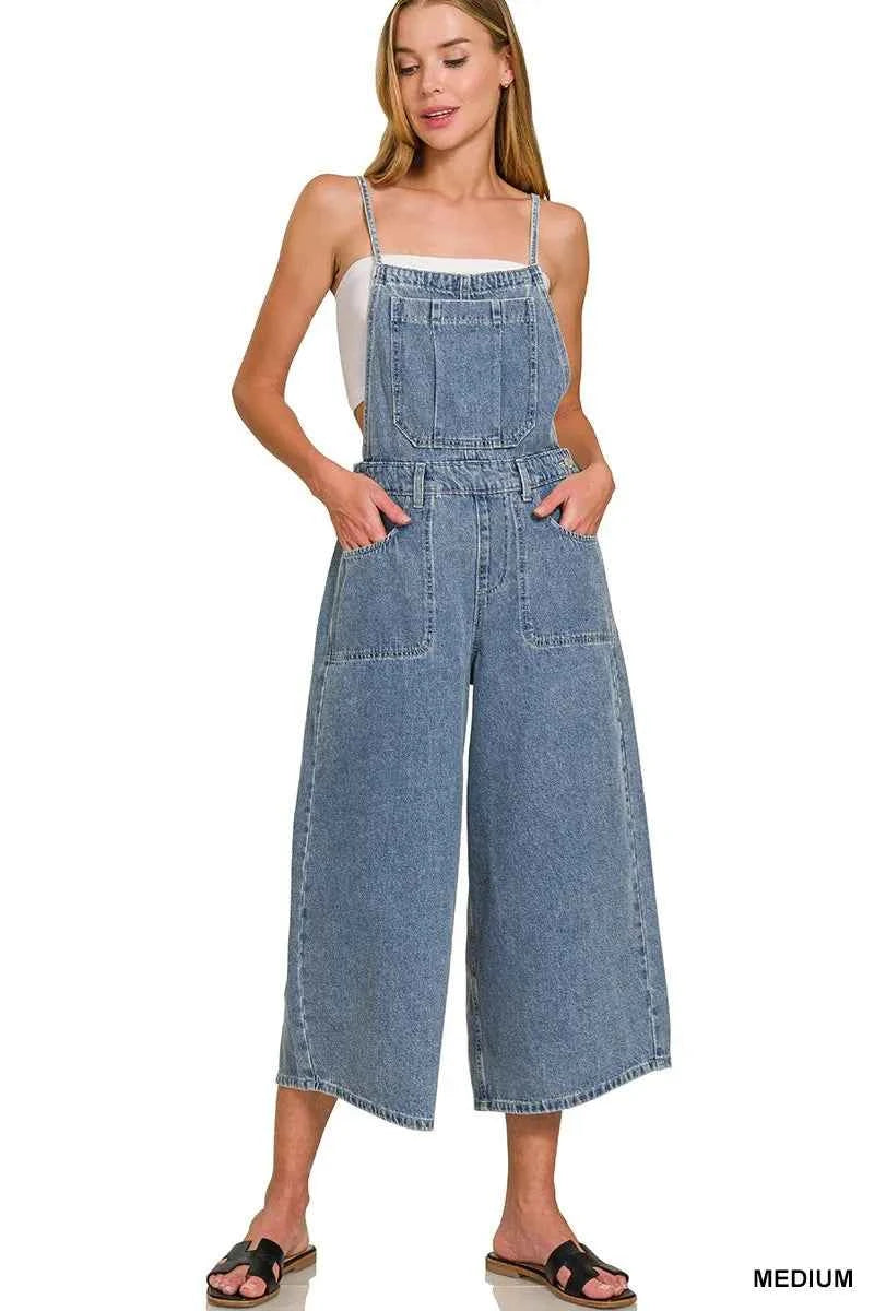 Zenana Denim Medium Washed Wide Leg Overalls Zenana Denim Medium Washed Wide Leg Overalls