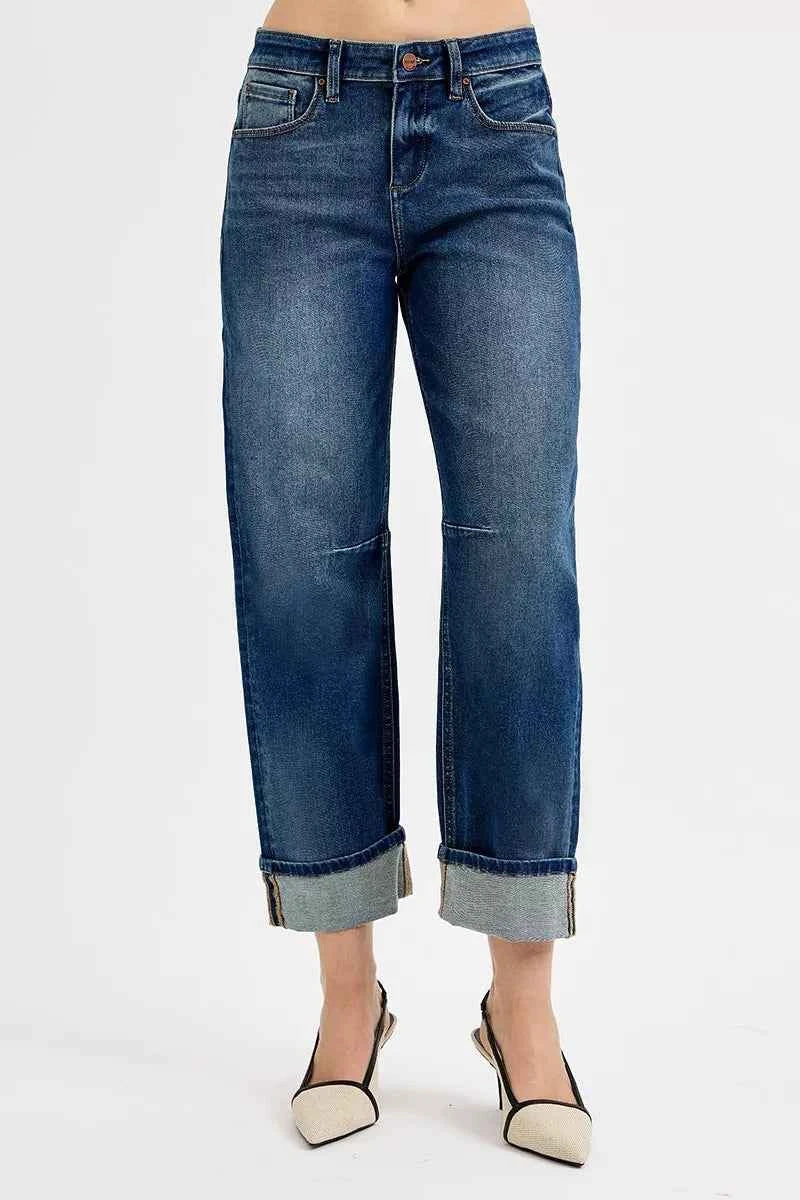RISEN Slouchy Crop Barrel Cuffed Jeans RISEN Slouchy Crop Barrel Cuffed Jeans