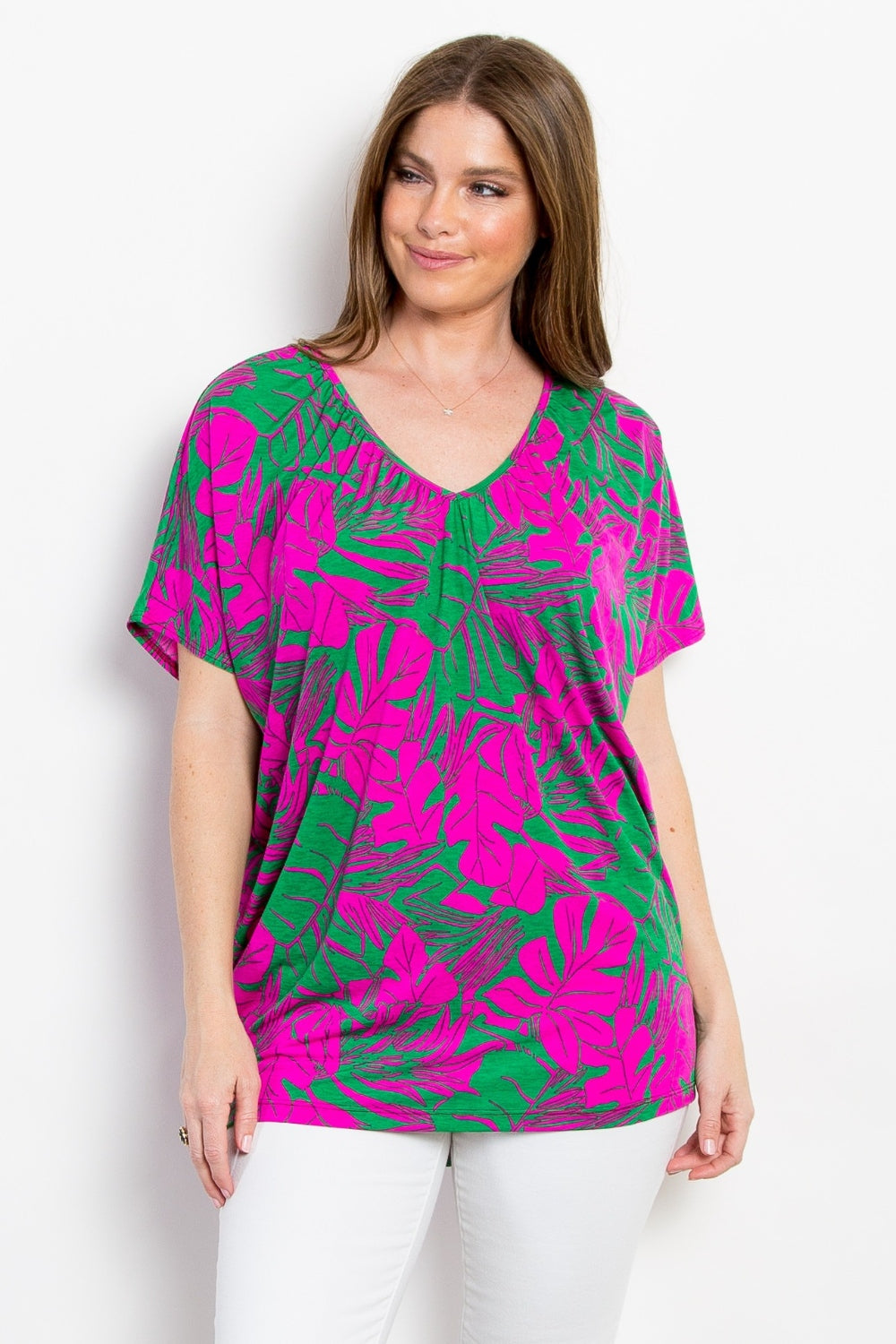 Be Stage Contrast Printed Short Sleeve Top Be Stage Contrast Printed Short Sleeve Top - TopFashionHQ