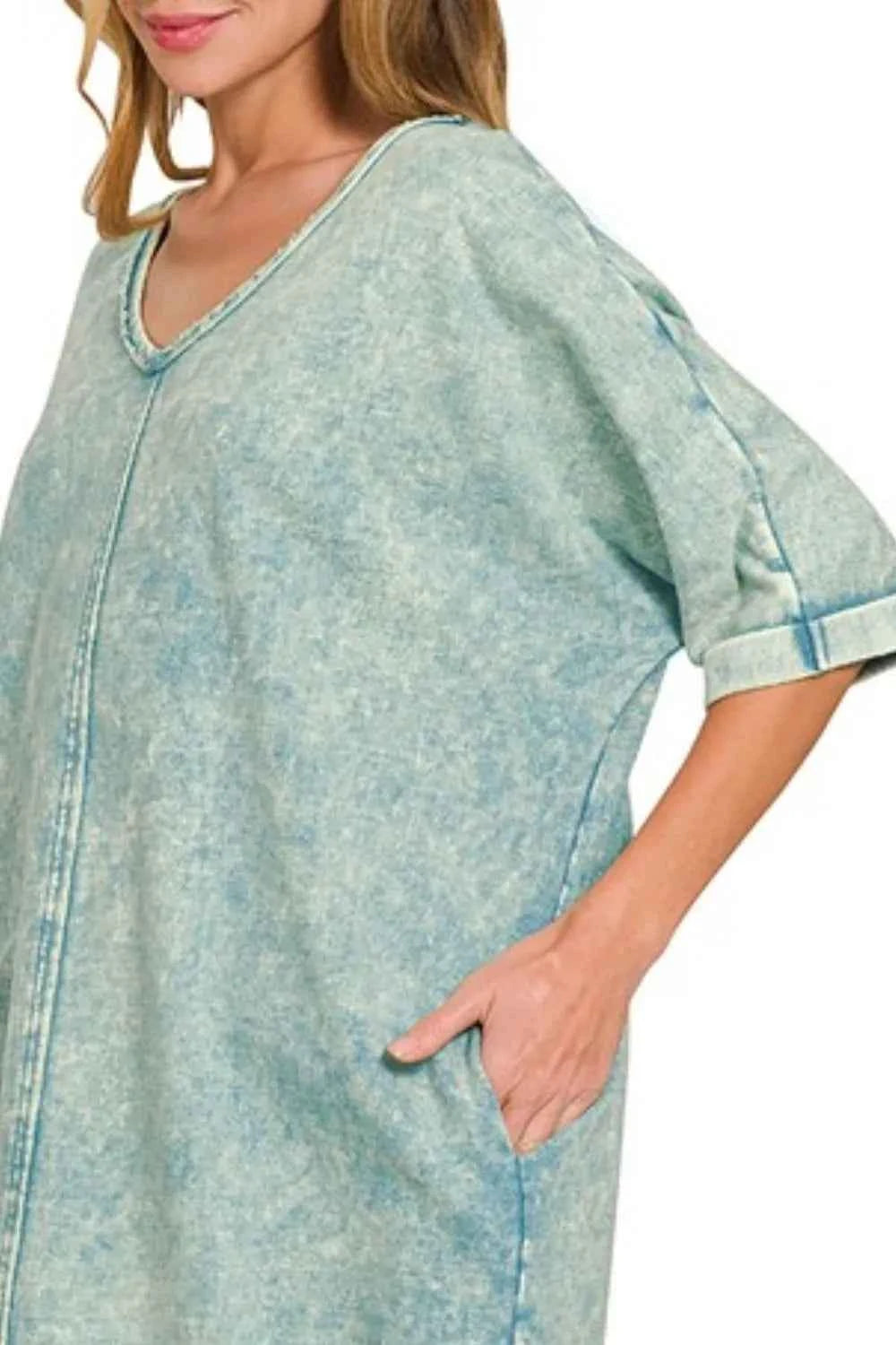 Zenana Acid-washed French Terry Tee Shirts Dress Zenana Acid-washed French Terry Tee Shirts Dress