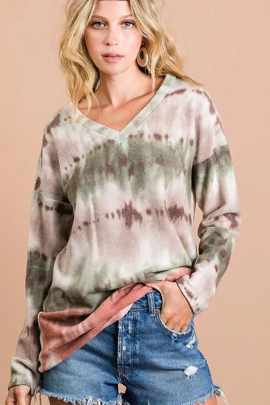 BiBi Brushed Tie Dye Looking Print V Neck Top 0f018cbdc1d94499b1e449aefa4cc9f3-Max-Origin