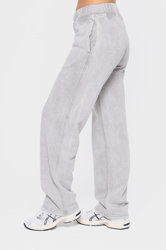 Mono B Elastic Waist Fleece Pants with Pockets Mono B Elastic Waist Fleece Pants with Pockets - TopFashionHQ
