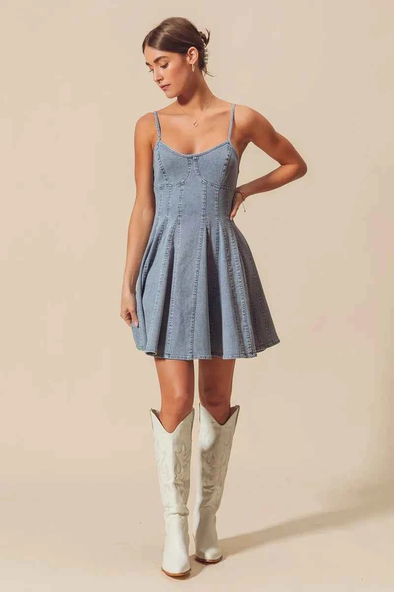 SO ME A Line Fit and Flare Denim Mini Dress SO ME A Line Fit and Flare Denim Mini Dress