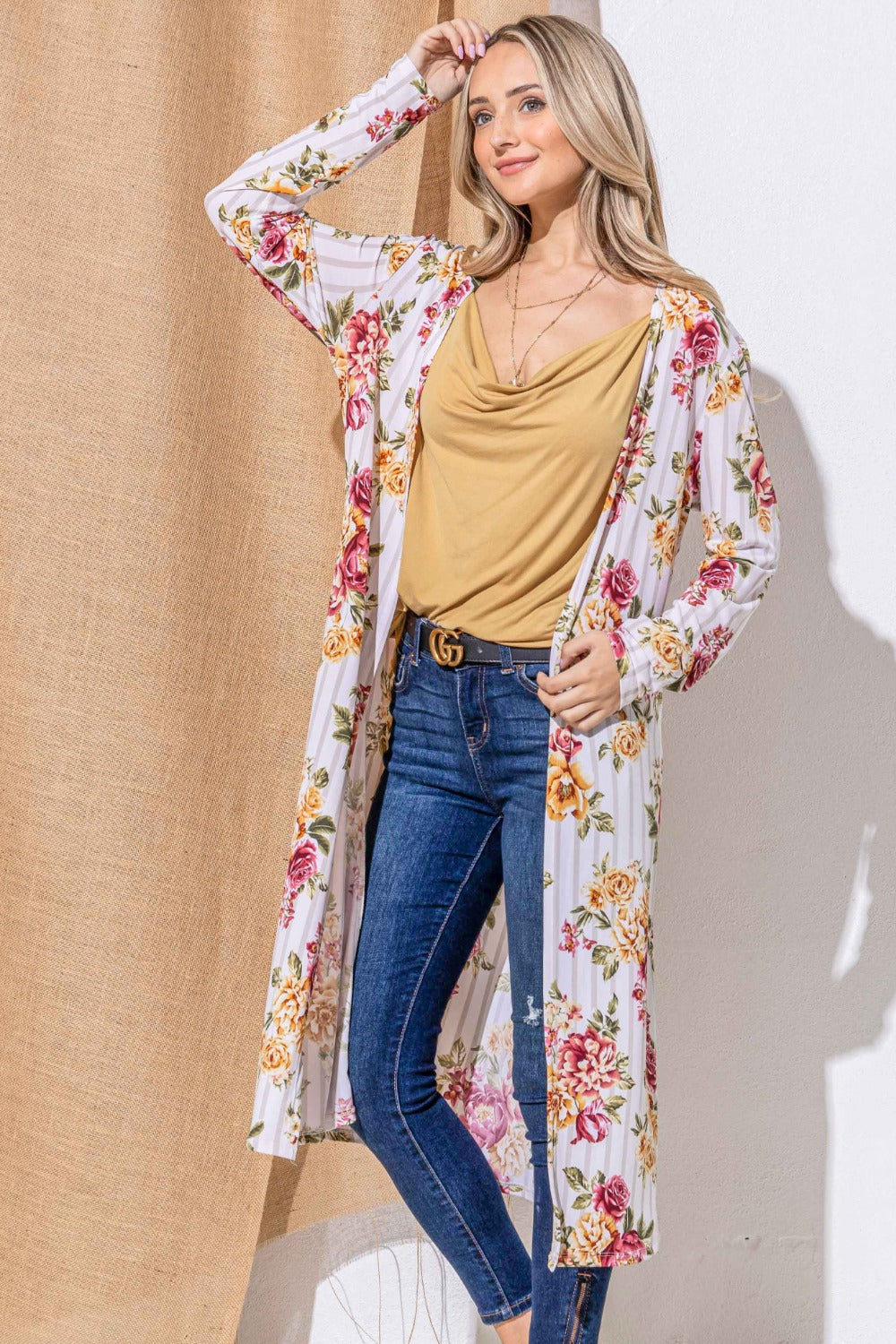 And The Why Floral Kimono Open Front Longline Cardigan And The Why Floral Kimono Open Front Longline Cardigan - TopFashionHQ