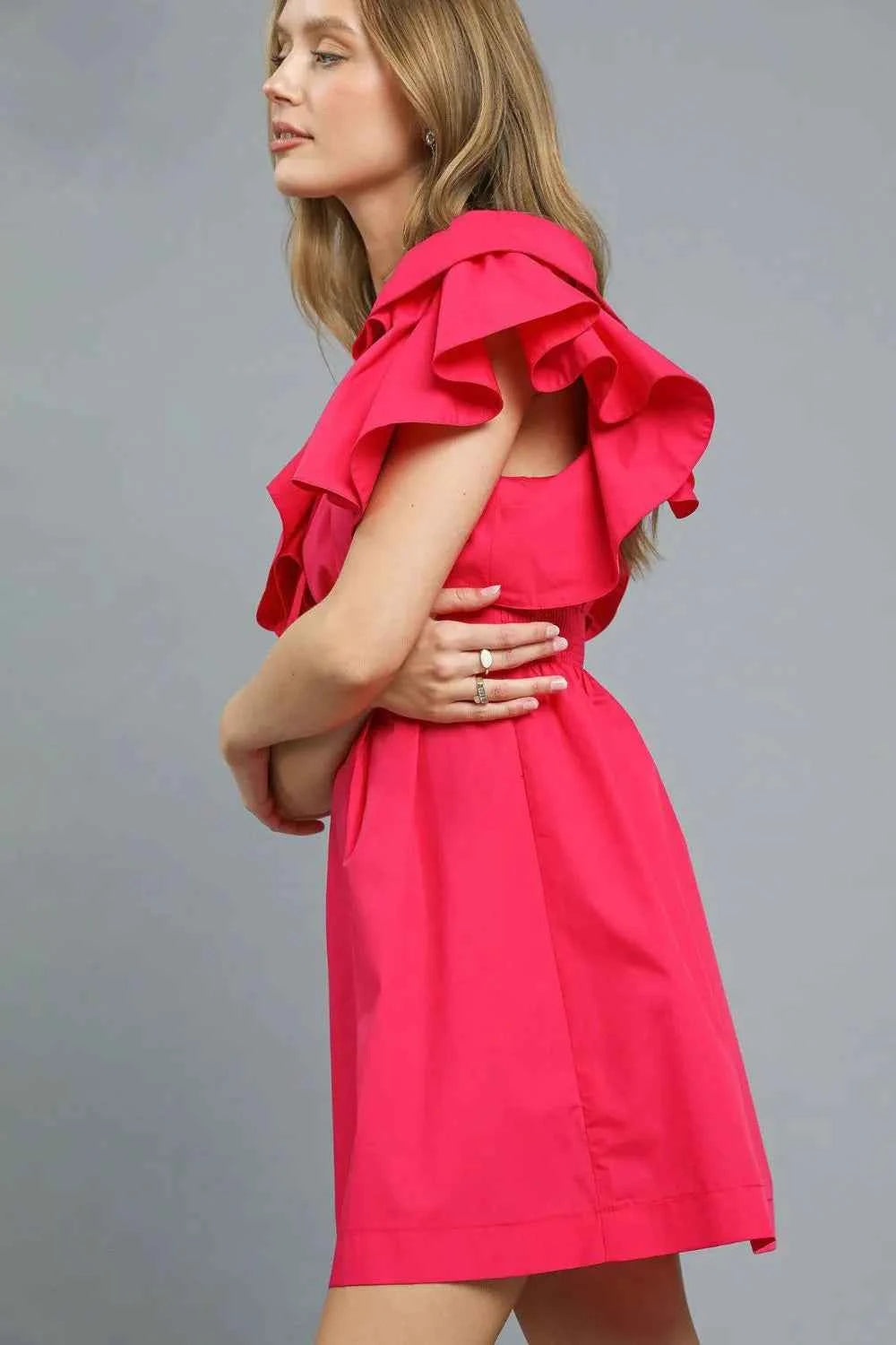 Umgee Double Ruffle Sleeve Fit and Flare Dress Umgee Double Ruffle Sleeve Fit and Flare Dress