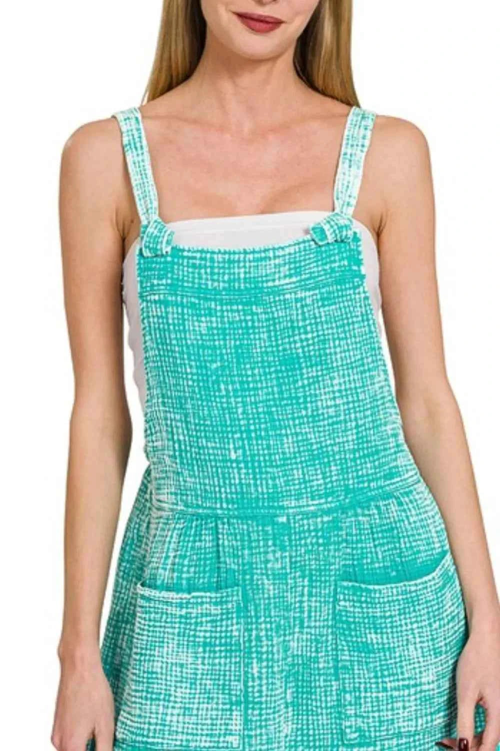 Zenana Woven Double Gauze Acid Washed Romper Zenana Woven Double Gauze Acid Washed Romper