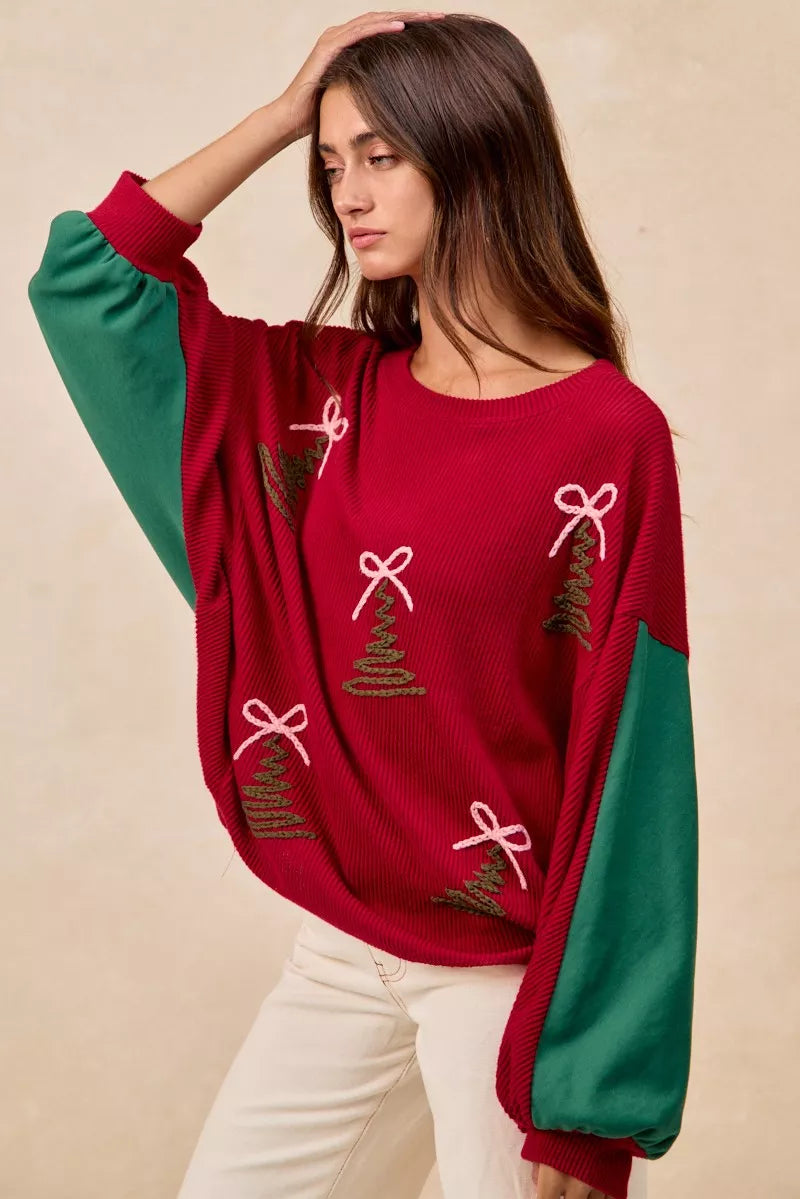 BiBi Christmas Theme Tree Embroidered Sweater 11c70e37492d4d8a89013ef779c5f272-Max-Origin