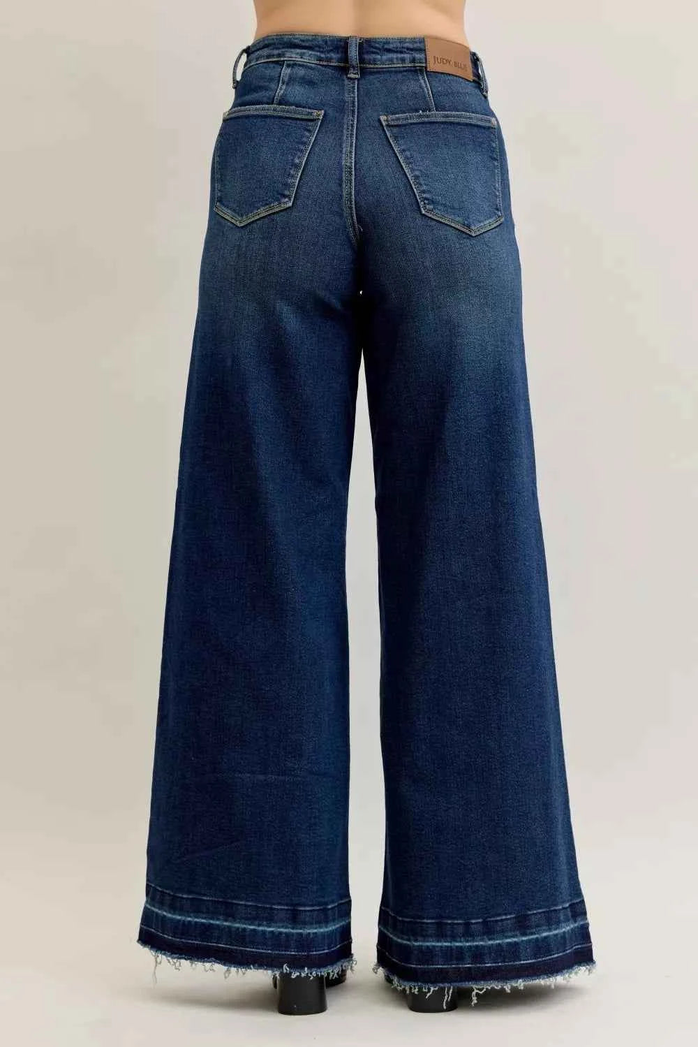 Judy Blue High Waist Palazzo Jeans with Front Patch Pockets Judy Blue High Waist Palazzo Jeans with Front Patch Pockets