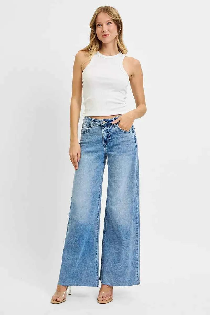 RISEN Full Size Tummy Control High Rise Ankle Palazzo Jeans Plus Size RISEN Full Size Tummy Control High Rise Ankle Palazzo Jeans Plus Size