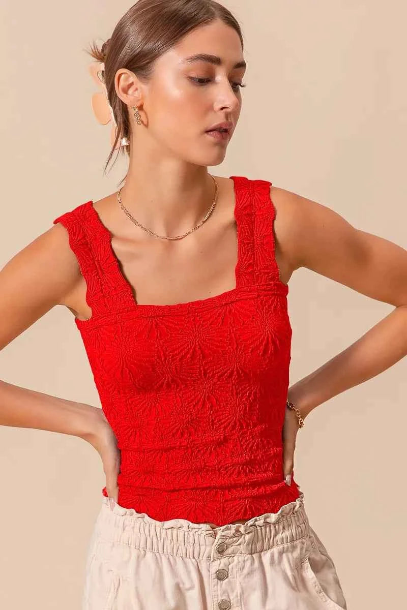 SO ME Floral Jacquard Seamless Tank Top SO ME Floral Jacquard Seamless Tank Top