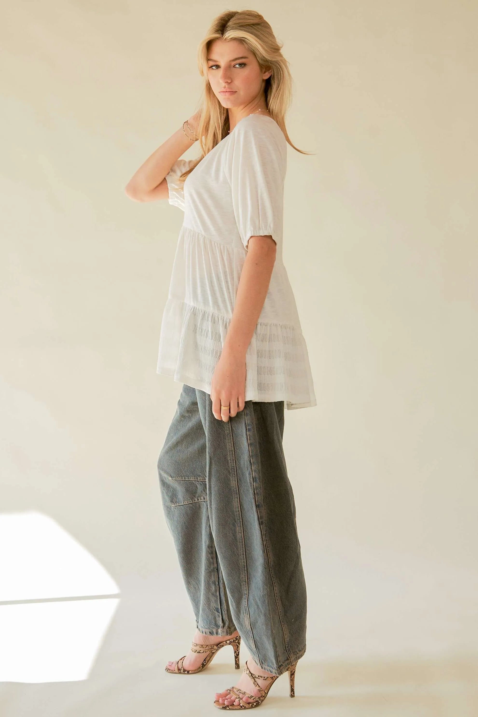 Davi & Dani Ruffled Flared Short Sleeve V Neck Blouse 1254dba65a874928bf7f02cb3faaee4b-Max-Origin