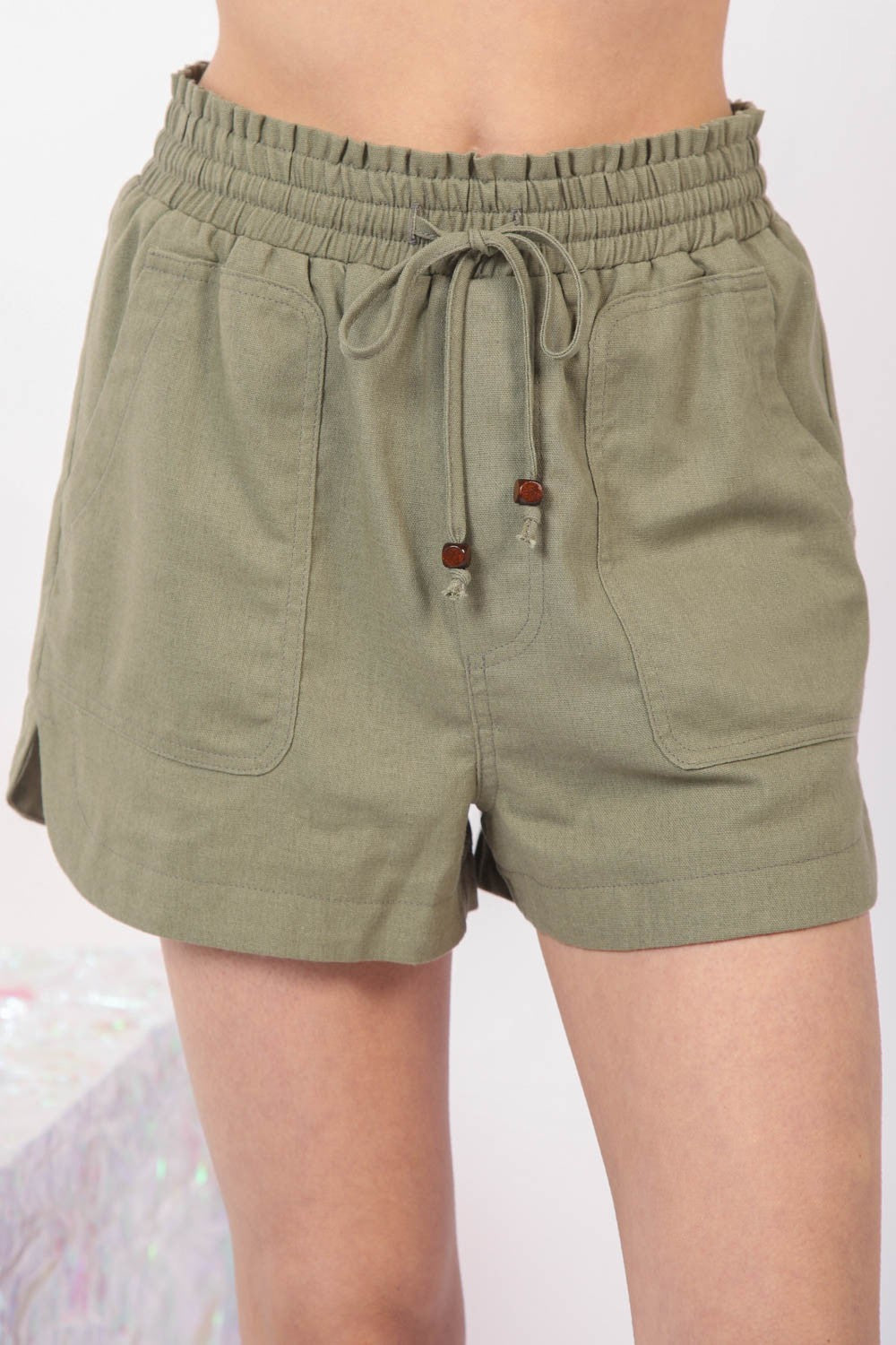 VERY J Drawstring Elastic Waist Linen Shorts VERY J Drawstring Elastic Waist Linen Shorts