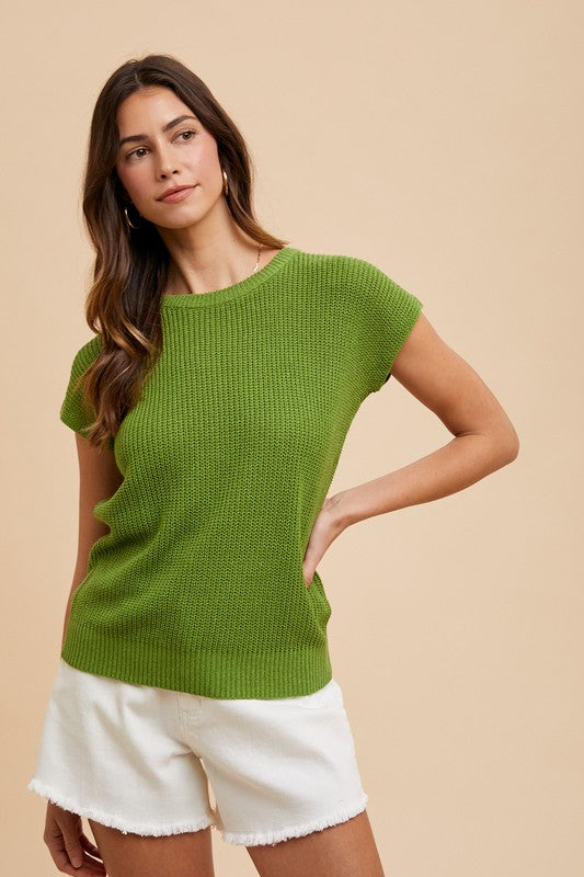 Annie Wear Round Neck Short Sleeve Sweater Annie Wear Round Neck Short Sleeve Sweater