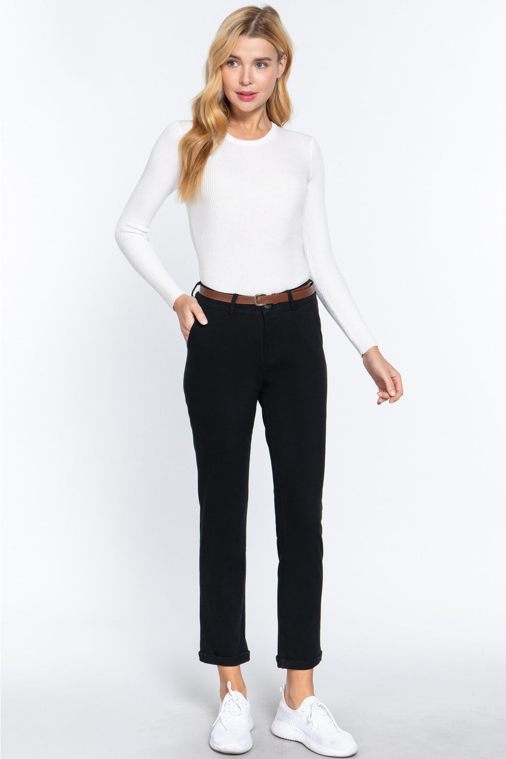 ACTIVE BASIC Cotton-Span Twill Straight Pants ACTIVE BASIC Cotton-Span Twill Straight Pants - TopFashionHQ