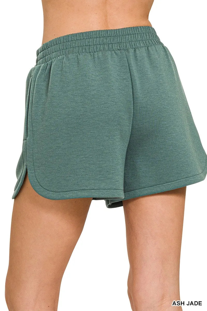 Zenana Scuba Elastic Waistband Dolphin Shorts 12a1a353159d4350b3828cbb2db907c9-Max-Origin