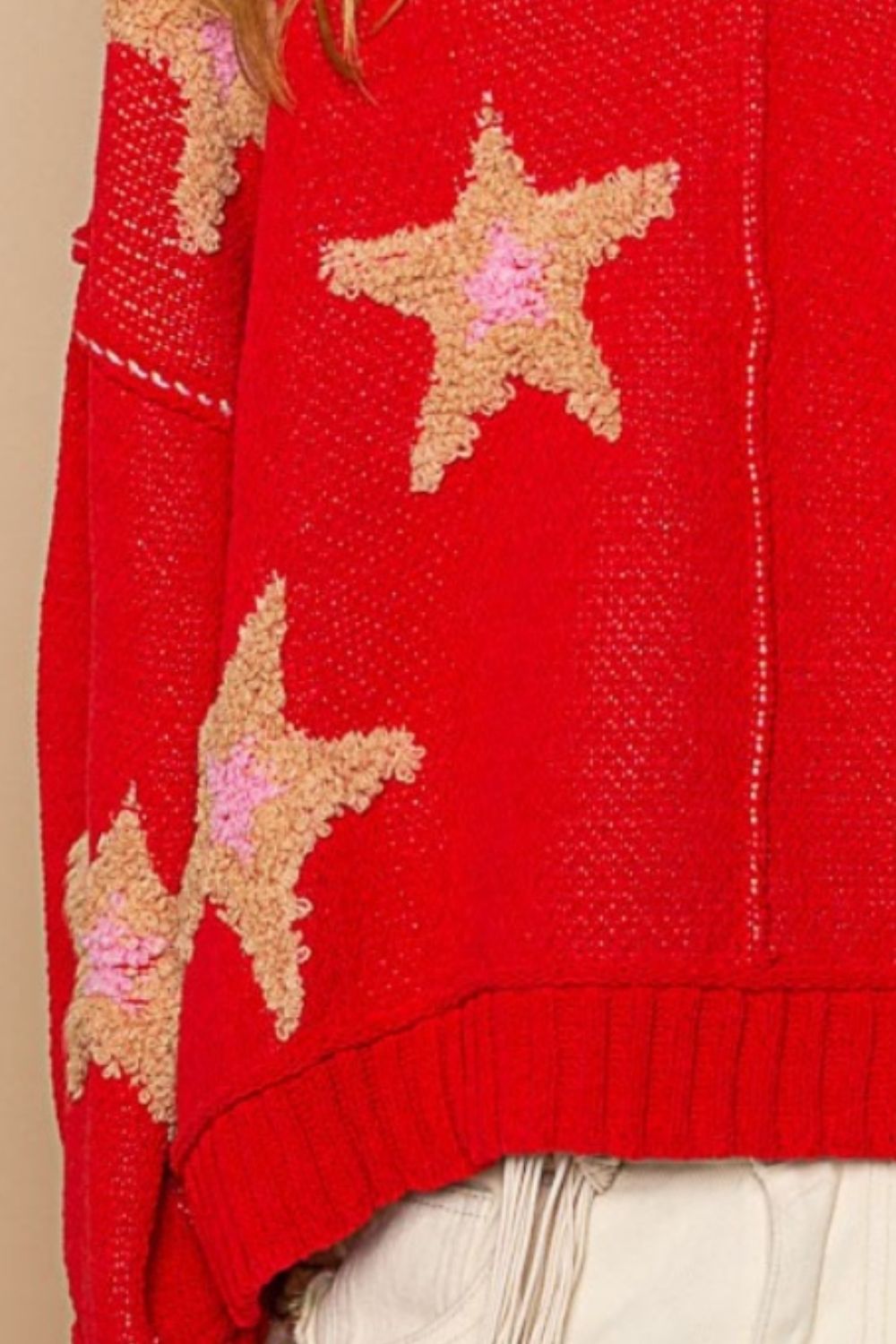 POL Long Sleeve Star Patch Sweater POL Long Sleeve Star Patch Sweater - TopFashionHQ
