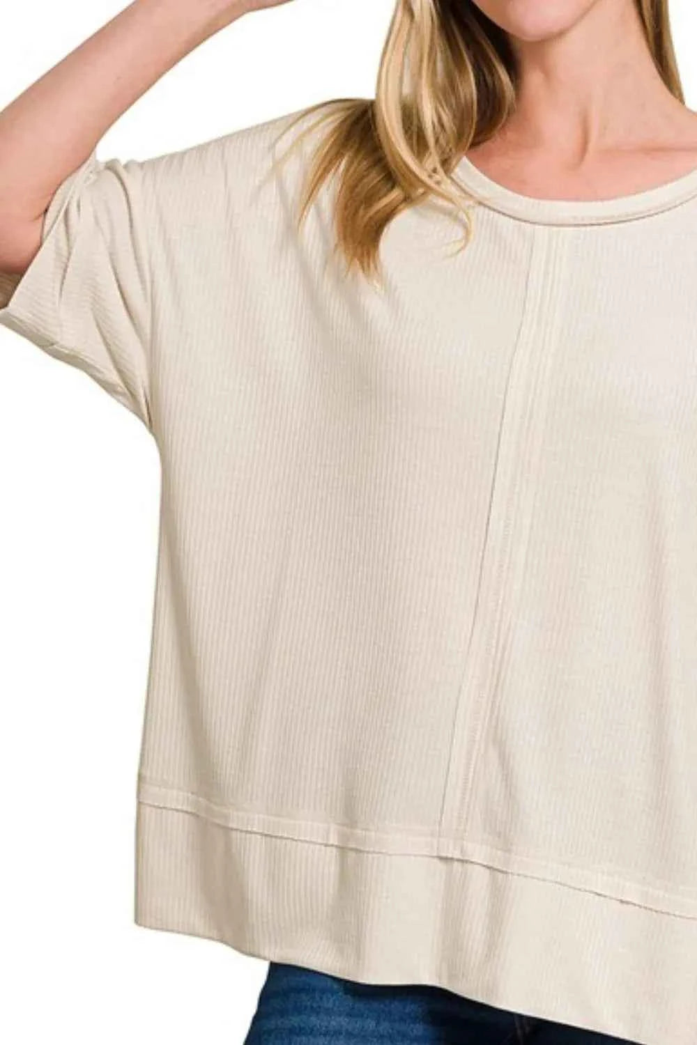 Zenana Ribbed Boat Neck 3/4 Sleeve Top Zenana Ribbed Boat Neck 3/4 Sleeve Top