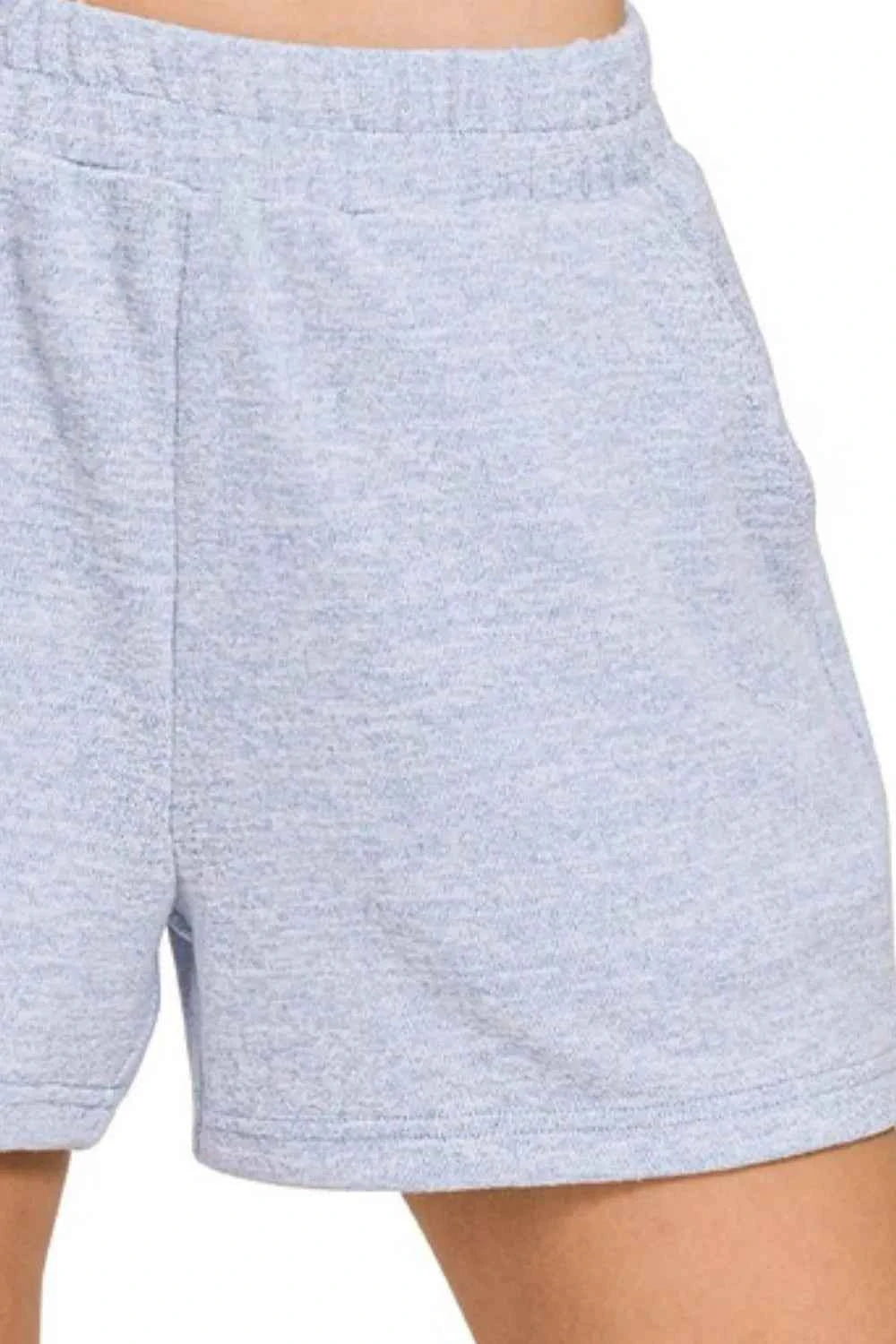 Zenana Soft Melange Hacci Elastic Waist Band Shorts Zenana Soft Melange Hacci Elastic Waist Band Shorts