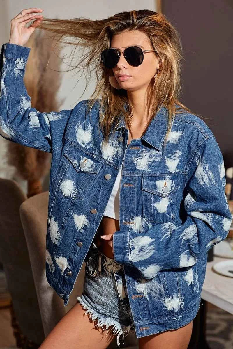 BiBi Washed Tie Dye Denim Jacket BiBi Washed Tie Dye Denim Jacket