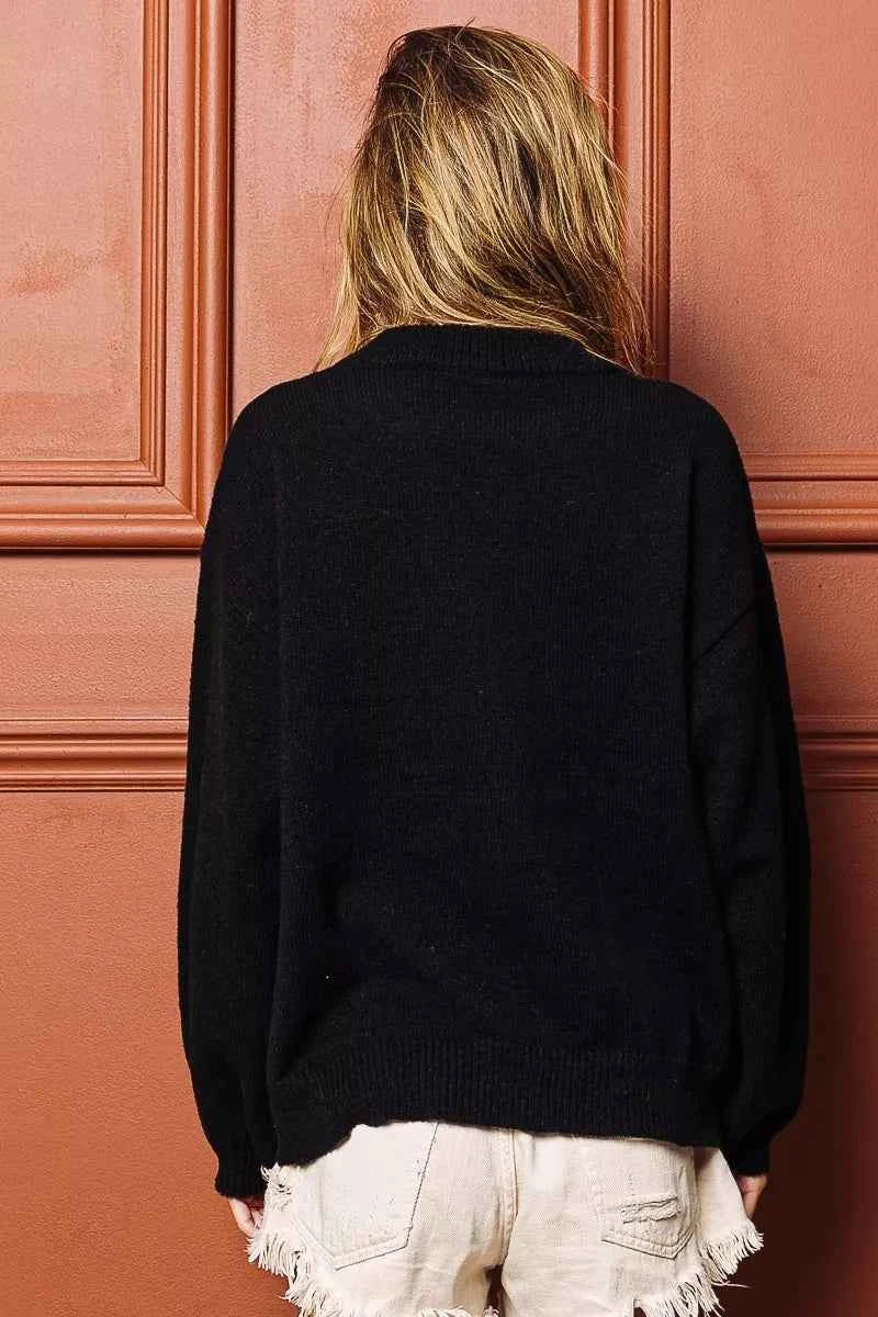 BiBi Tinsel Lettering Christmas Sweater BiBi Tinsel Lettering Christmas Sweater