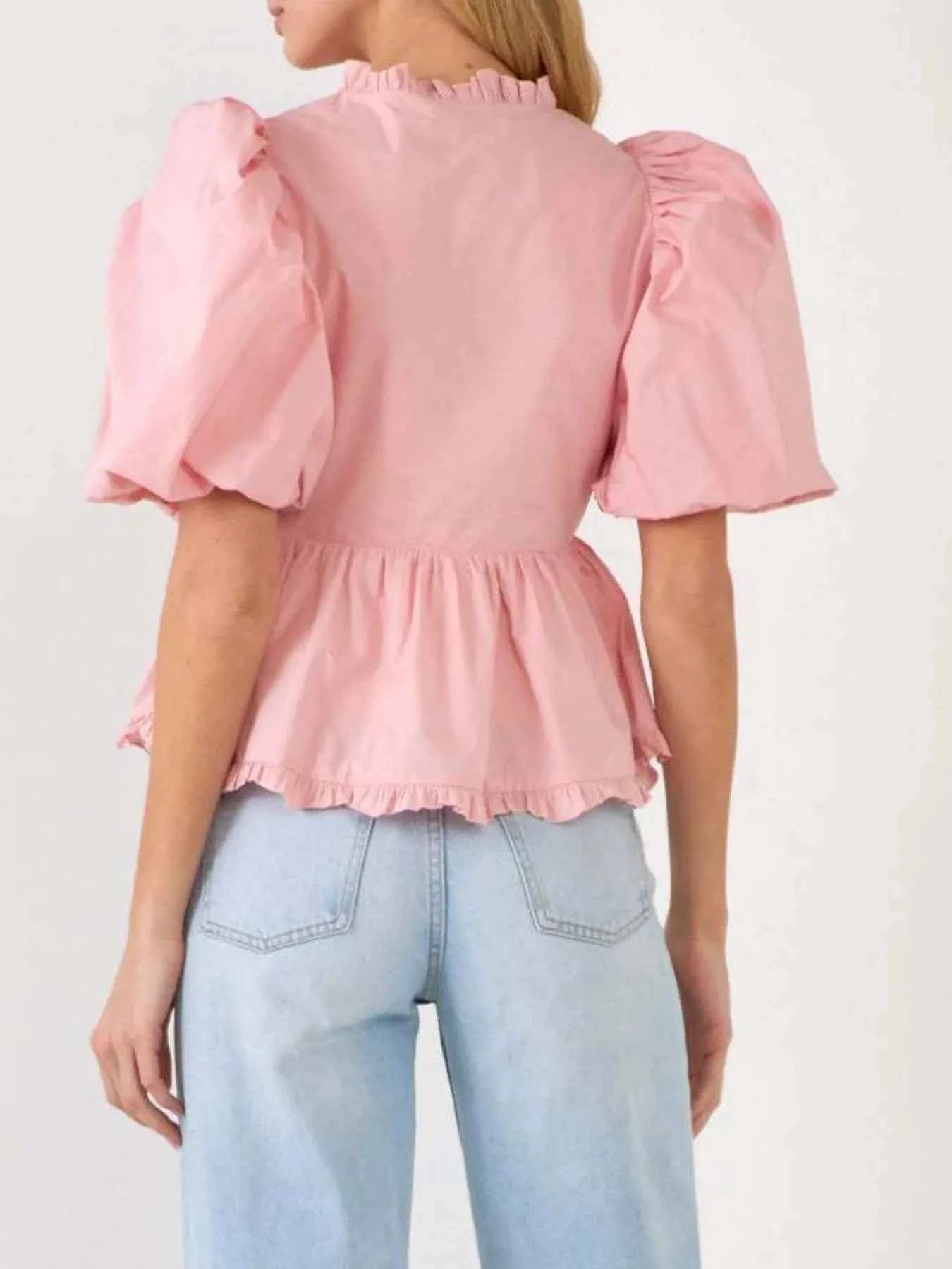Puff Sleeve Peplum Blouse Puff Sleeve Peplum Blouse