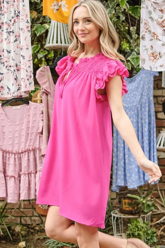 And The Why Ruffle Shoulder Smocked Detailed Dress 151c4001f7994590a9d6b6899f624c37-Max-Origin