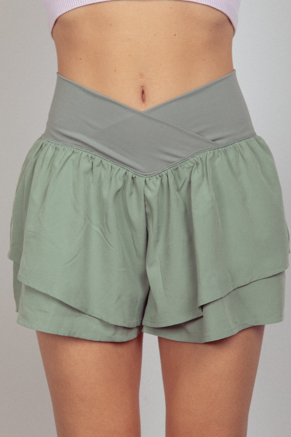 VERY J V-Shaped High Waist Layered Active Shorts VERY J V-Shaped High Waist Layered Active Shorts - TopFashionHQ