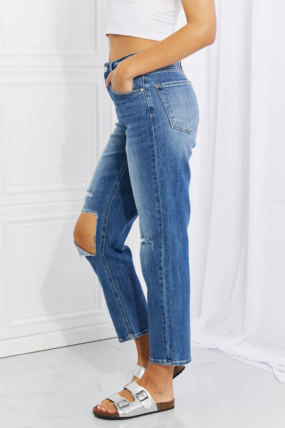 RISEN Full Size Emily High Rise Relaxed Jeans RISEN Full Size Emily High Rise Relaxed Jeans - TopFashionHQ